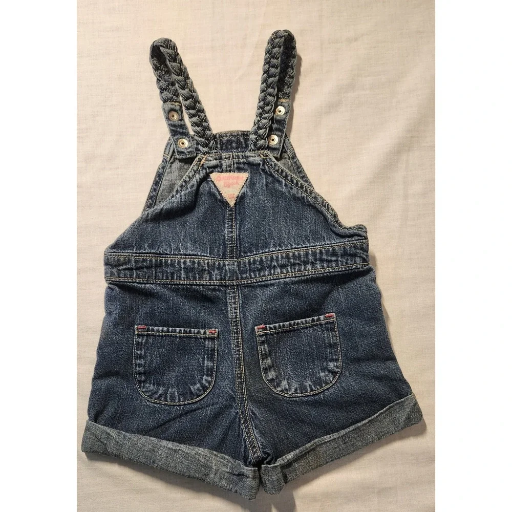 OshKosh‎ B'Gosh Overalls Toddler Girl Size 2T Denim Vestbak Shortalls One Piece